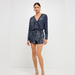 NWT Endless Rose Navy Sequin romper